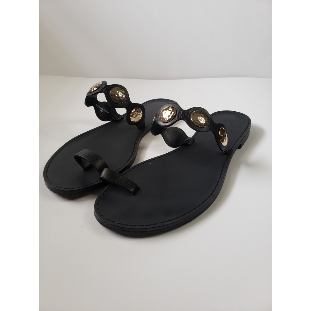 Banana Republic Womens Size 7 Shoes Toe Loop Sandals Greek Roman Gold Metal‎